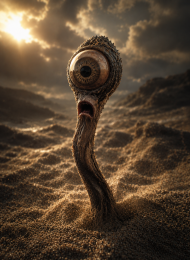 one-eyed-alien-in-the-sand
