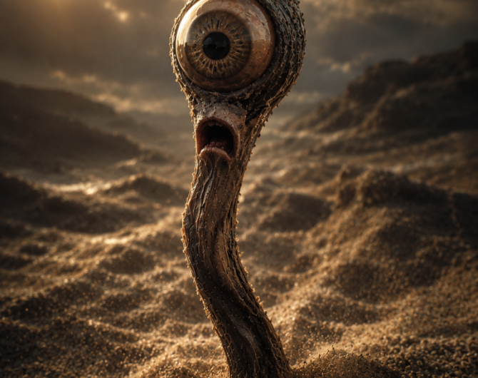 one-eyed-alien-in-the-sand